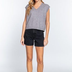 Womens V-Neck Cropped Sweater Vest
